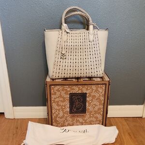 Brighton Women's Cream and Black Handbag